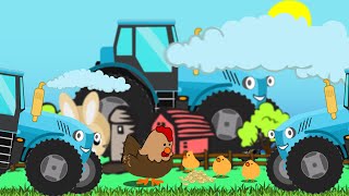 Мультик про синий трактор. Синий трактор кормит животных на ферме. Развивающее мультики для детей.