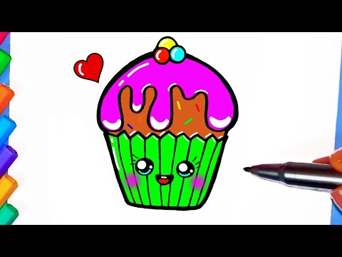 Como desenhar CUPCAKE Fofo Kawaii ❤ Desenhos Bonitos - Desenho