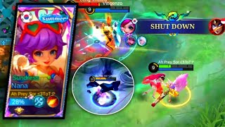 NANA ROAM ONE HIT VS NOVARIA ROAM ONE HIT 🧐😱 NANA SUMMER SKIN GAMEPLAY -MLBB