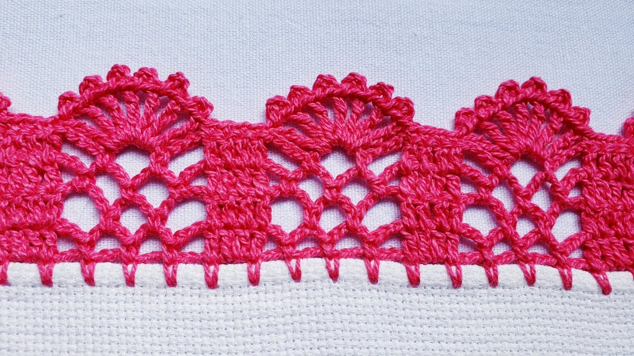 Barrado/bico para pano de prato #croche #crochet #barradinhodecroche 🌹#652