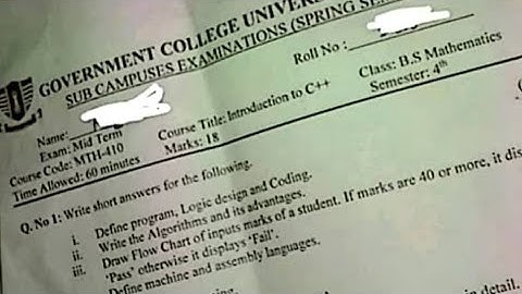 Gcuf past paper of C++ of Bs math 4 semester