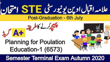 Planning for PoulationEducation-1 (6573) -STEAutumn 2020-Post Graduation (Master/Diploma)