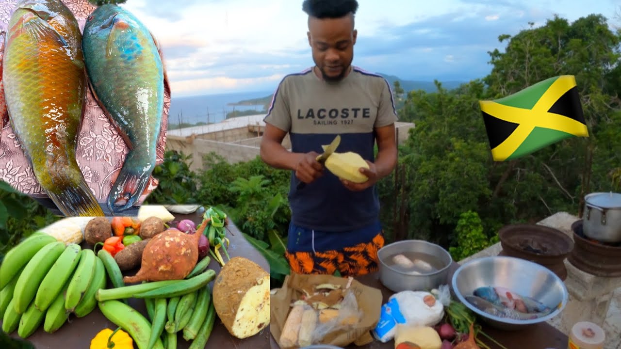 Fresh catch of the day cooking yam banana sweet potato on dumpling out