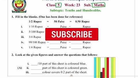 Class 5 Maths | tenth and hundredth | week 23 | FirstStep | worksheet Solution