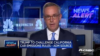 Cnbc's eamon javers reports on news from reuters and the new york
times that president trump will challenge car emissions rules in
california.