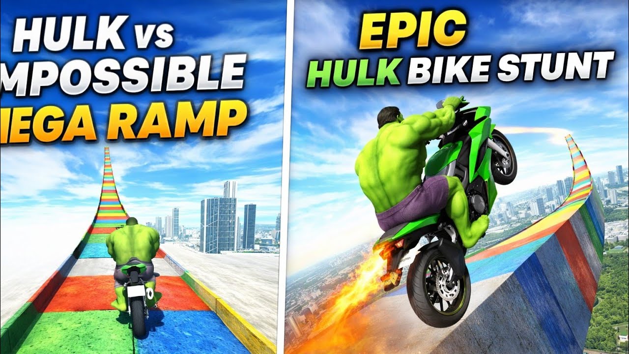 HULK Bike Stunt Challenge 💚🔥 | Epic Superhero Ramp Jump #shorts