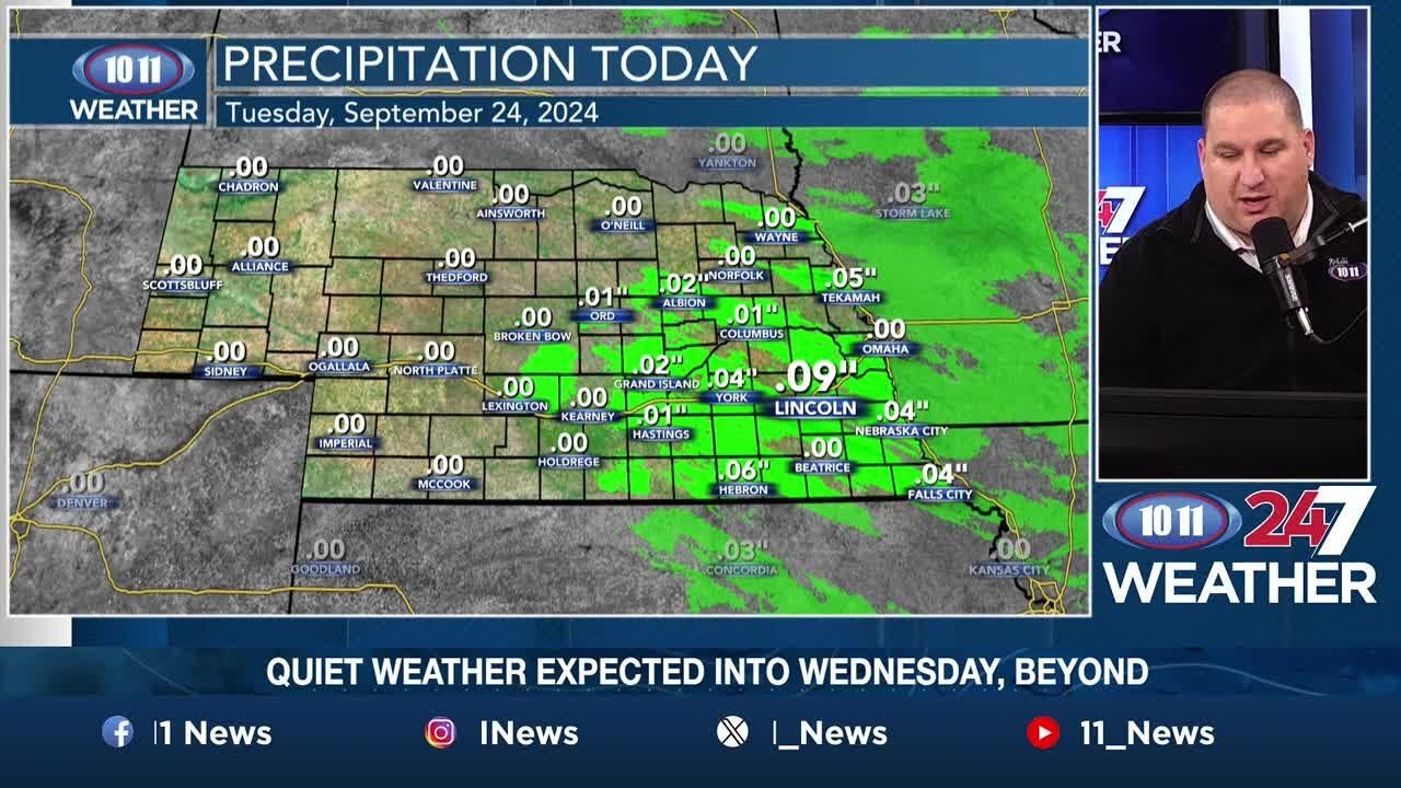 Quiet weather expected into Wednesday and beyond - YouTube