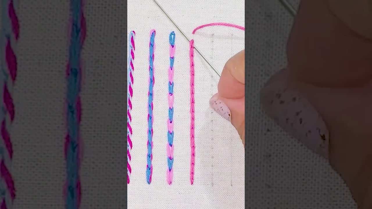Reverse Chain Stitch/ Heavy Chain Stitch/Cable Chain Stitch/ Basic Embroidery Stitches 
