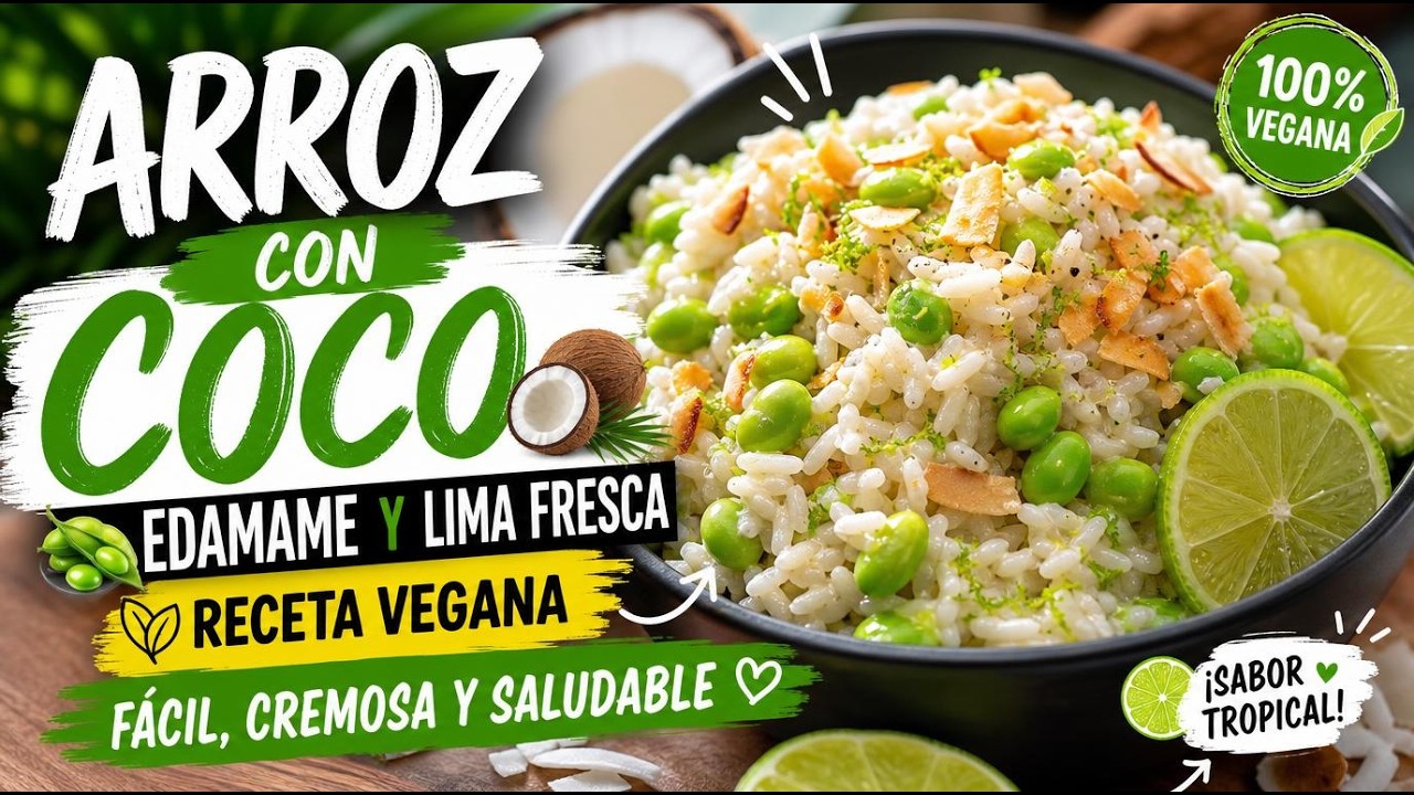 Arroz con Coco, Edamame y Lima Fresca | Receta Vegana Fácil, Cremosa y Saludable