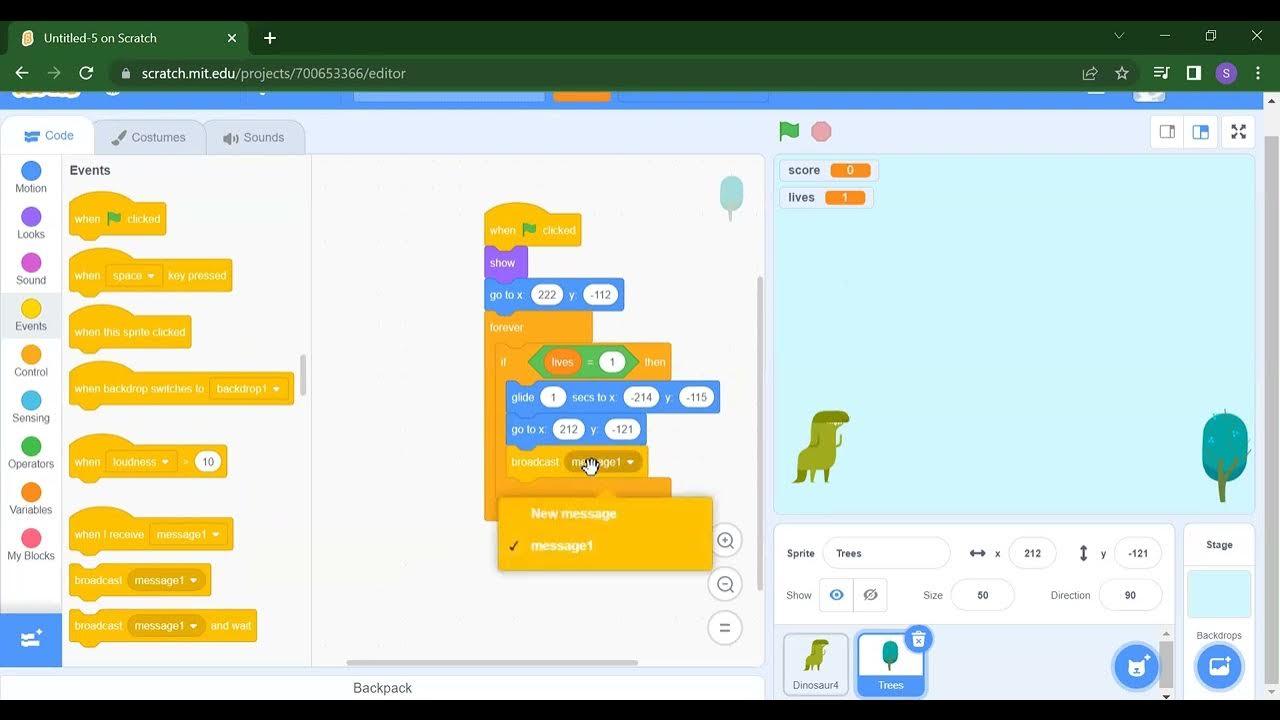 How to Make CHROME DINO JUMP Game In Scratch 