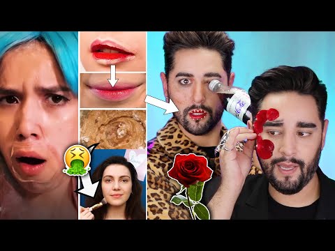 Debunking HORRIBLE 5 Minute Crafts Makeup + Skincare Hacks💜🖤 The Welsh Twins