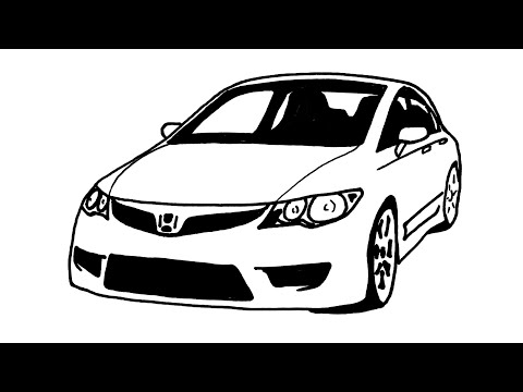 Efsane Kasa Honda Araba Çizimi - Honda Civic Araba Çizimi - Çizim Mektebi Honda Civic Car Drawing