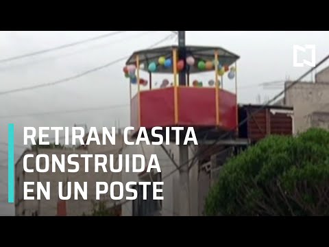 Casita construida en un poste en Nezahualcóyotl, Edomex - Las Noticias