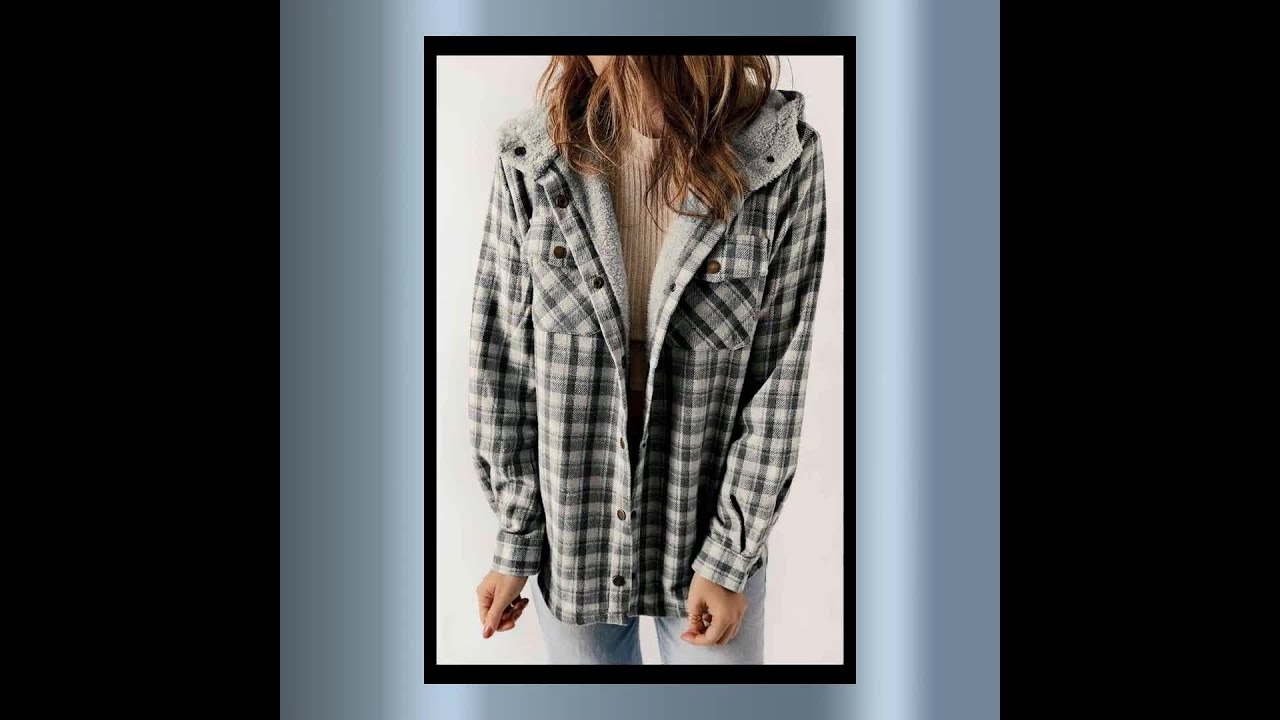Plaid Snap Down Hooded Jacket