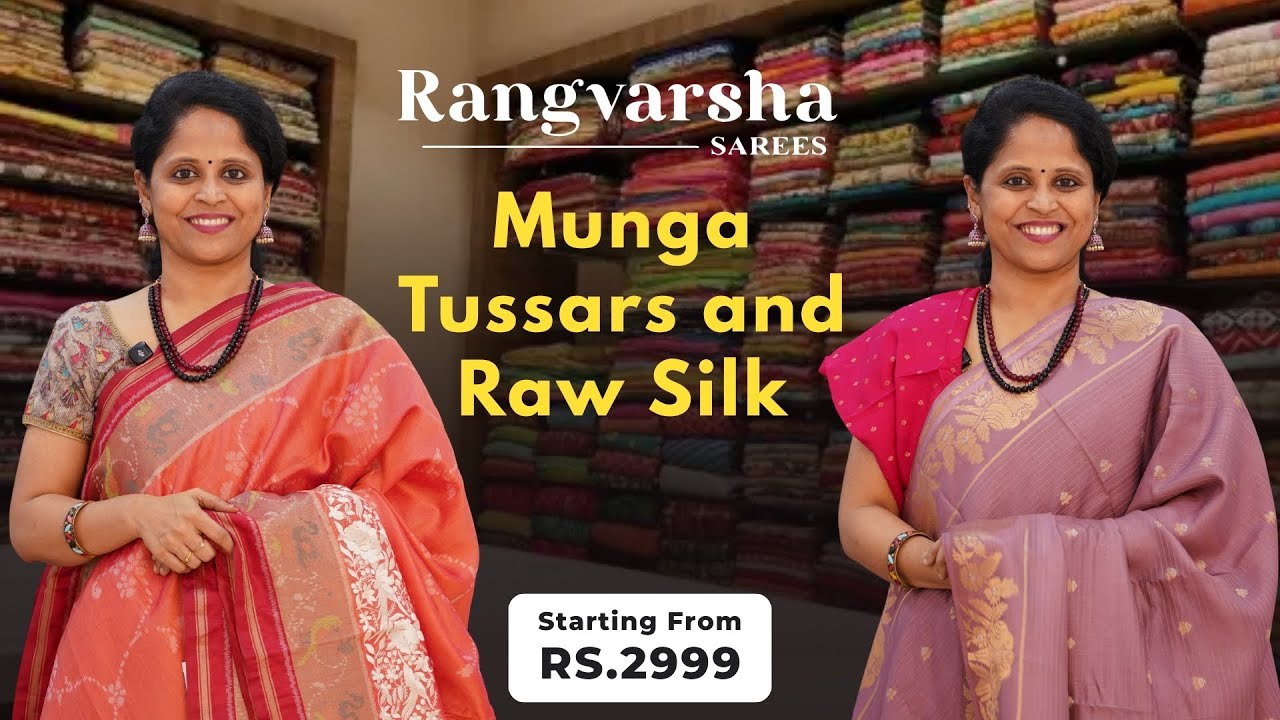 Munga Tussar  & Raw Silk Sarees-Rangvarsha Sarees- Special festive edit sarees - Below Rs 4000