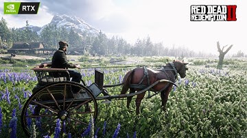 Red Dead Redemption 2 Relaxing Ambient Third Person Horse Carriage Ride around the Map