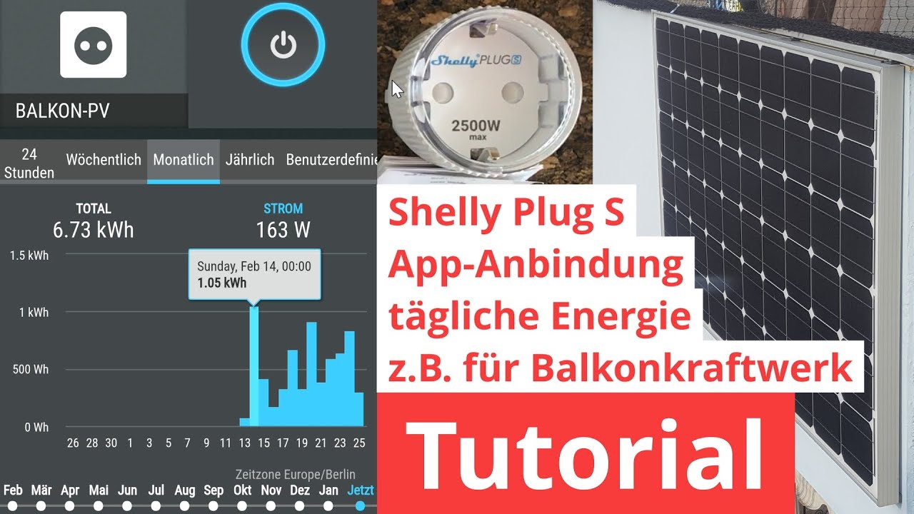 Shelly Plug S Energiemessgerät mit App für Auswertung z.B. für Balkonkraftwerke Tutorial