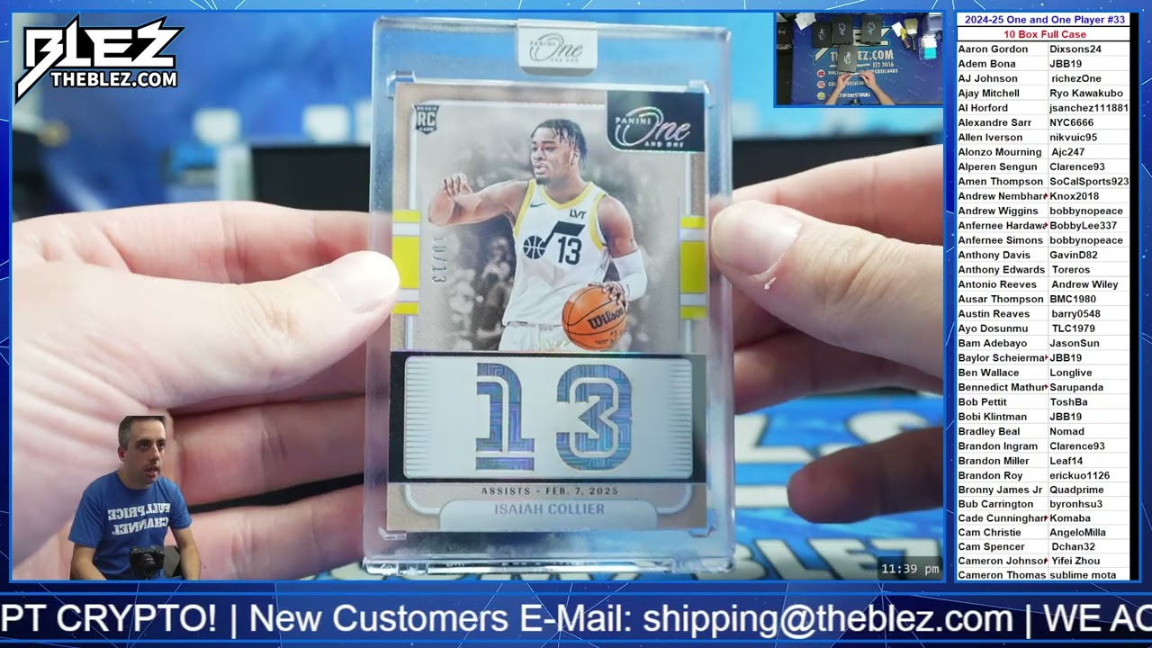 2024-25 Panini One & One Hobby NBA 10 Box Full Case Break #33 Pick