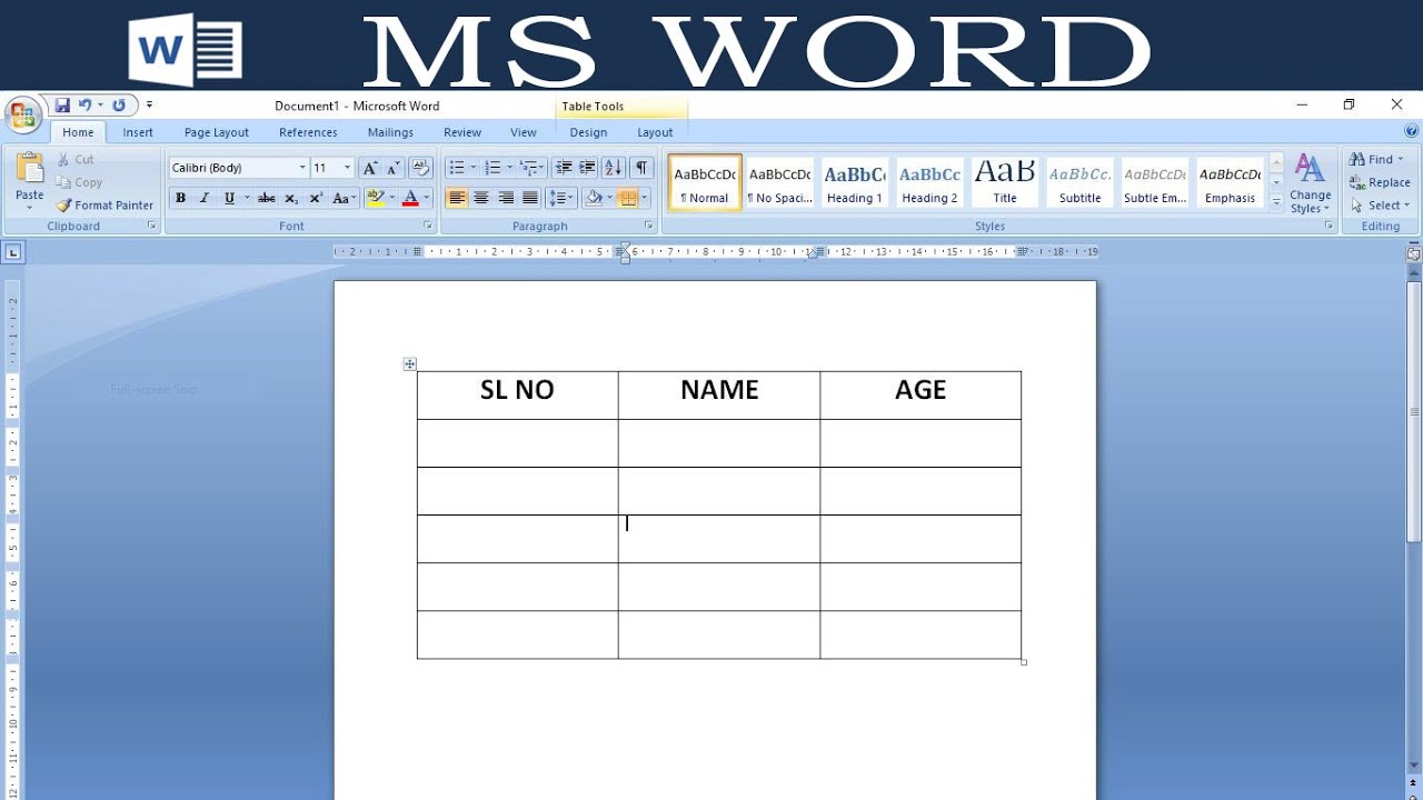 MS Word Me Table Kaise Banaye | How To Create Table Ms Word - YouTube