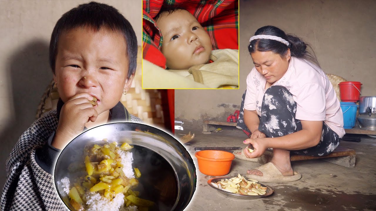 Джонсон обедает II Джина готовит еду для детей в AloneAdhirajnepal