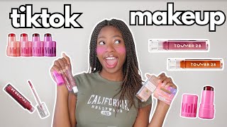 trying popular tiktok makeup products!