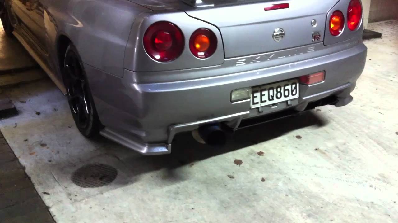 R34 GTR exhaust sound Amuse R1 Titan and Mines front pipe YouTube
