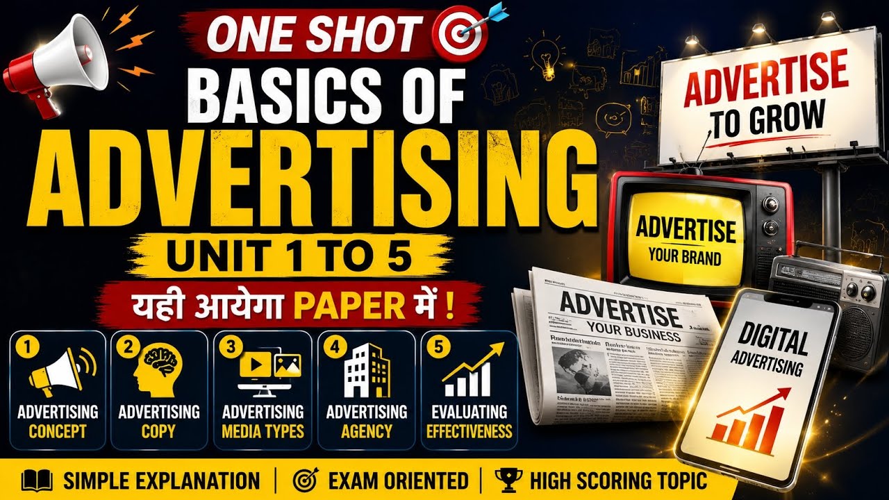 Basics of Advertising Complete One Shot| Unit 1 to 5 Full Revision | DU Semester6 GE-6.3 | Exam Prep