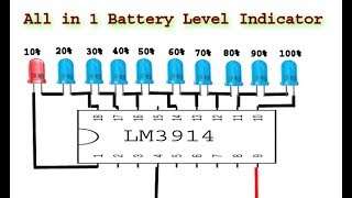 All in 1 Battery Level Indicator circuit, diy electronics projects