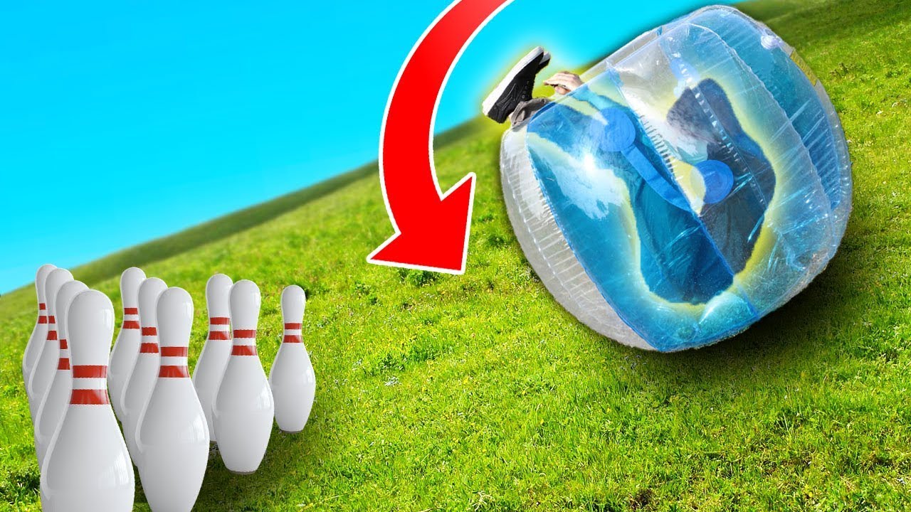 Human Bowling Ball Challenge!! (GIANT HILL) YouTube