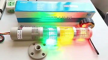 YUMO 24V DC 3layer LED Signal Tower Flashing Warning Light with Buzzer