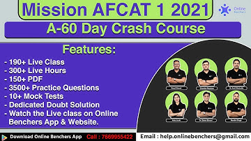 Mission AFCAT 1 2021: A-60 Day Crash Course | Complete Course for AFCAT | Online Benchers