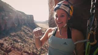 Sasha DiGiulian crack climbing tutorial in Indian Creek