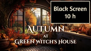 10 h BLACK SCREEN Autumn at Green Witch's House Ambience and Music | fantasy cozy fall #witchcore