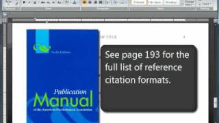 APA Format and Citations: Sixth (6th) Edition