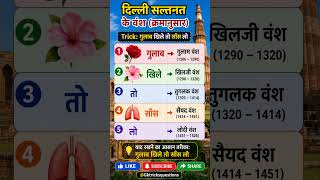 दिल्ली सल्तनत के वंश याद करने का धाकड़ Trick ⚔️ #gktrick #upsc #shorts #education #staticgkstaticgk