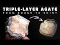Polishing a Stunning Triplet Agate: White, Black & Gray Layers Revealed!