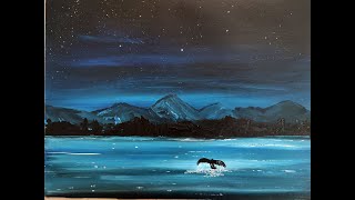 Paysage marin à la peinture acrylique - idéal pour débutant - Avec juste 3 couleurs