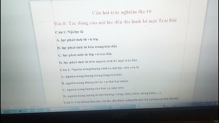 Bài tập trắc nghiệm địa lý 10 bài 8 năm 2024