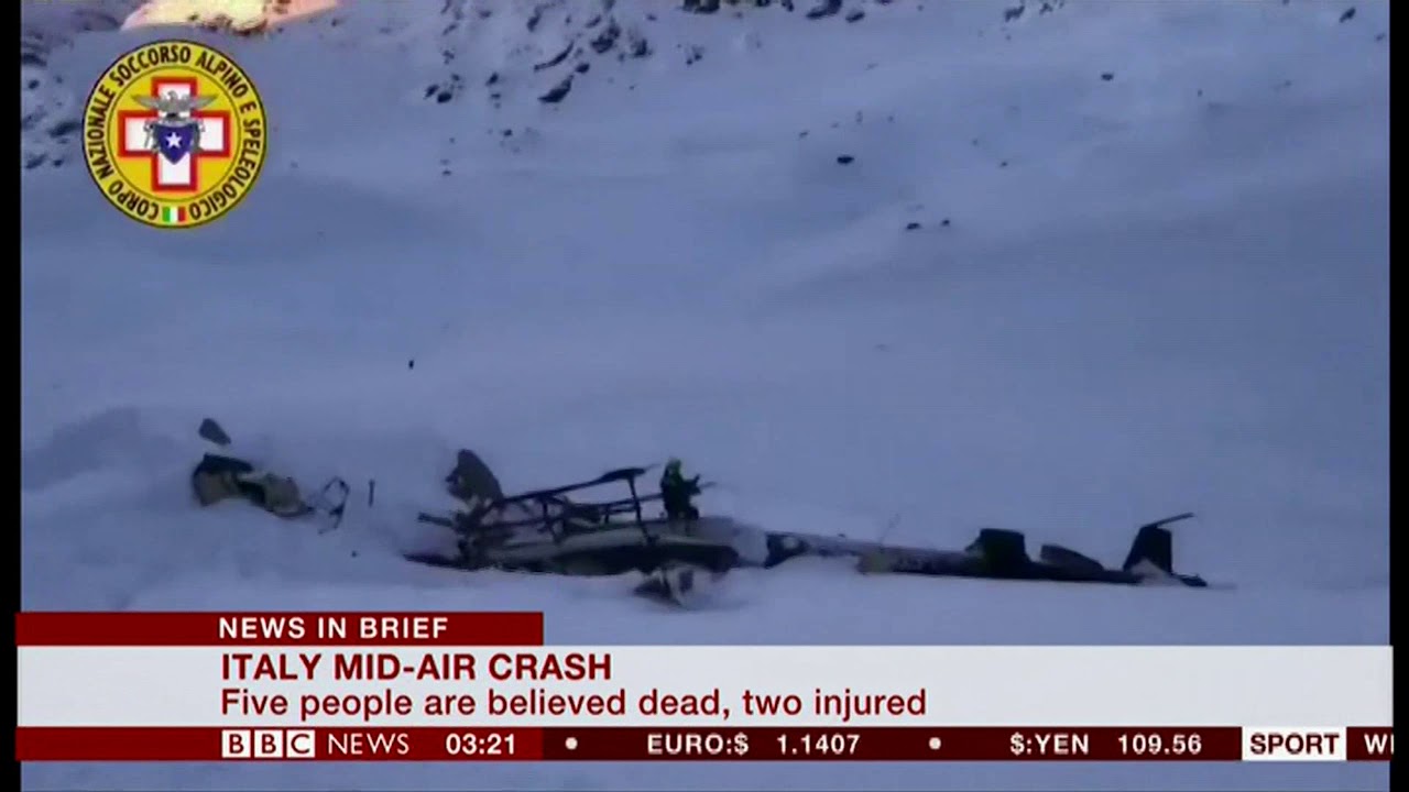 7 killed in midair crash between plane & helicopter (Italy) BBC News