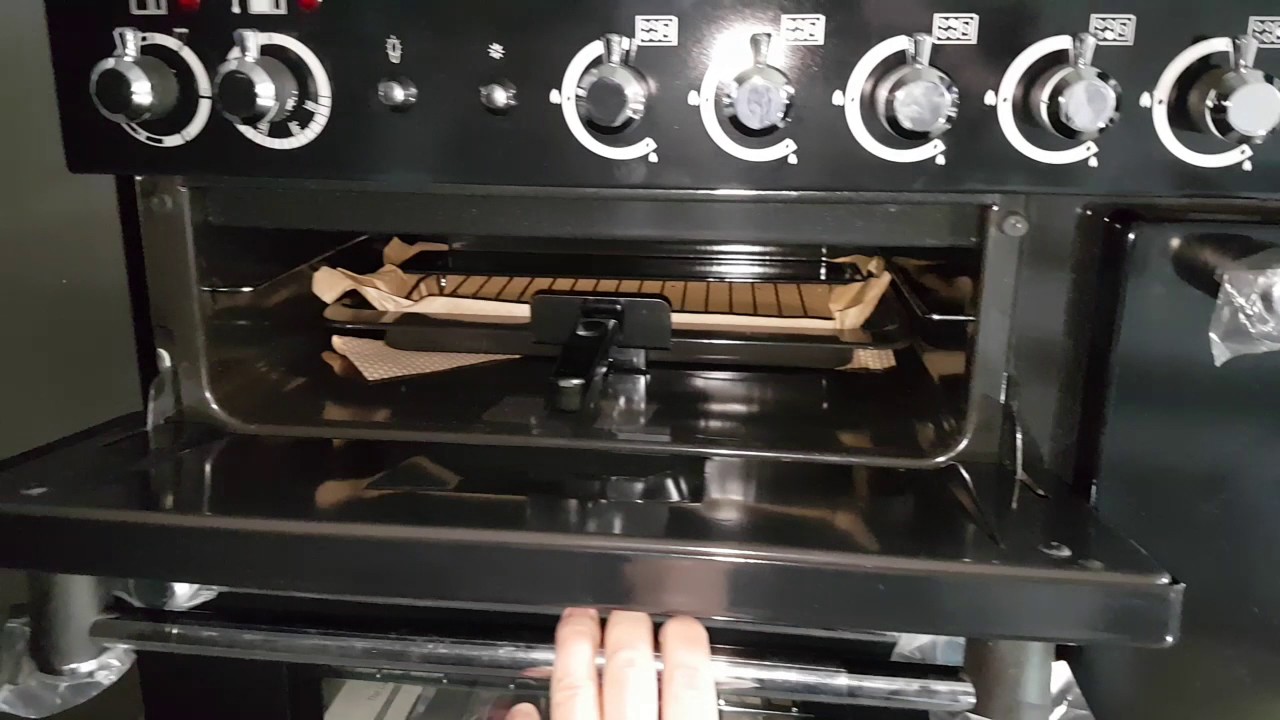 Rangemaster Kitchener 90 Dual Fuel Range Cooker Black 90cm YouTube