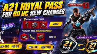 😱 A21 Royal Pass For 60 UC | Free UC Pack Everyone & A21 Pre-Order Perks Changes & Sports Car Reveal screenshot 1