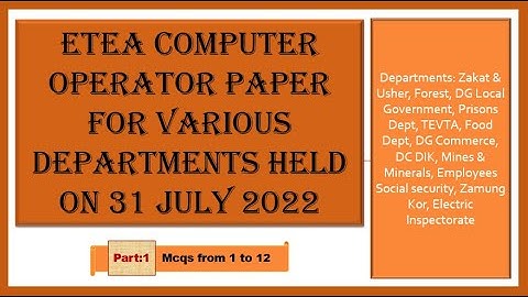 Etea Computer Operator Paper Held For Various Departments On  31 july 2022 Part1