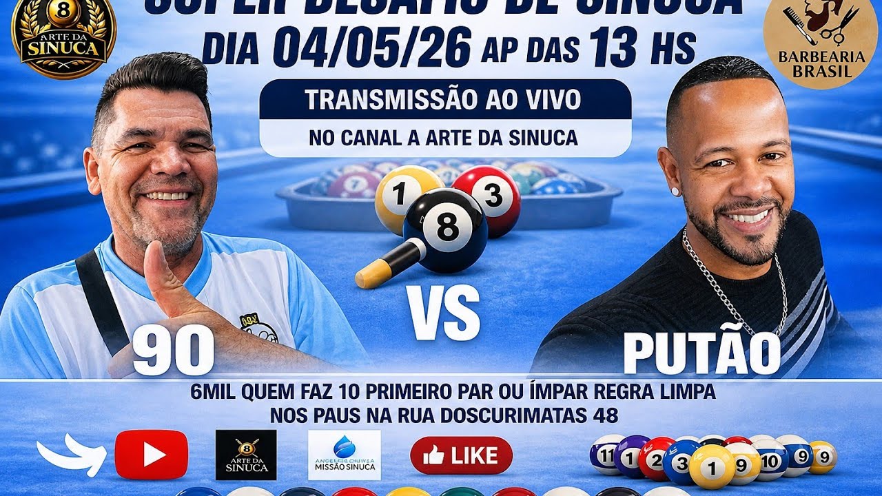 Image of video the SINUCA AO VIVO 🔥 PUTÃO vs 90 6K QUEM FAZ 10 NOS PAUS #sinucaaovivo #sinuca #live 🎱 9