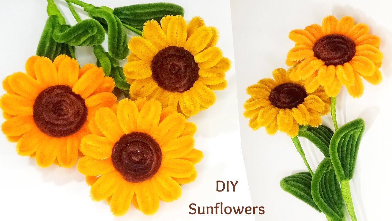 DIY Sunflower | how to make sunflower with pipe cleaners | easy pipe cleaner flowers tutorial