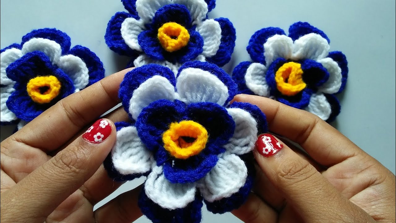 Super Easy Woolen Flowers || Crochet Flowers || Woolen Flowers || woolen Art || Woolen Craft