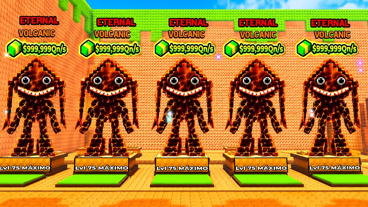 PEGUEI o MELHOR BRAINROT com a NOVA MUTAÇÃO VULCÂNICA no CHUTE UM BLOCO DA SORTE! 😱🌋