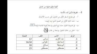 ترقيم آلي لخلايا عمود جدول في وورد Numérotation automatique des cellules d'une colonne d'un tableau