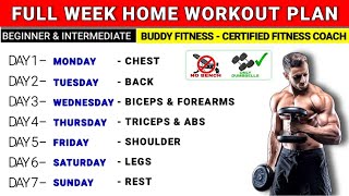 Full Week Workout Plan At Home | Dumbbell Workout At Home | @BuddyFitness