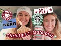 trying NEW christmas menu items at coffee chains !! starbucks, costa, pret + MORE