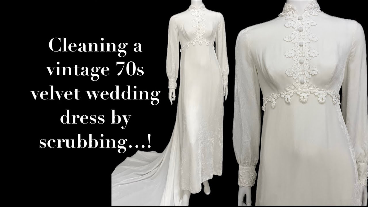 Ground in dirt on a 70s rayon velvet wedding dress meets its match with scrubbing and Fels Naptha